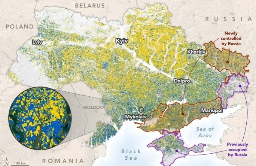 рф контролює понад 20% сільгоспугідь України: дані супутникових знімків NASA